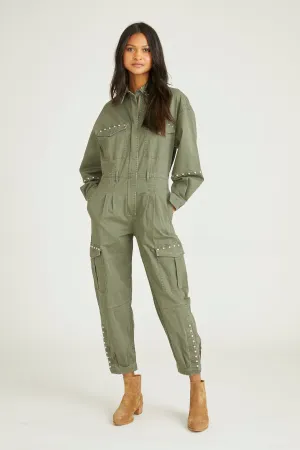 Jumpsuit - Olive Studded