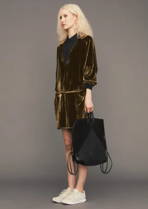 JUMPSUIT SHORT OVERSIZED - SILK VELVET gold