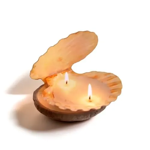 JUNERUSH Mini Sea Shell Candle. Vanilla Scented Candles for Home Decor, 100% Soy Wax, Diwali Candles for Decoration (Twin)