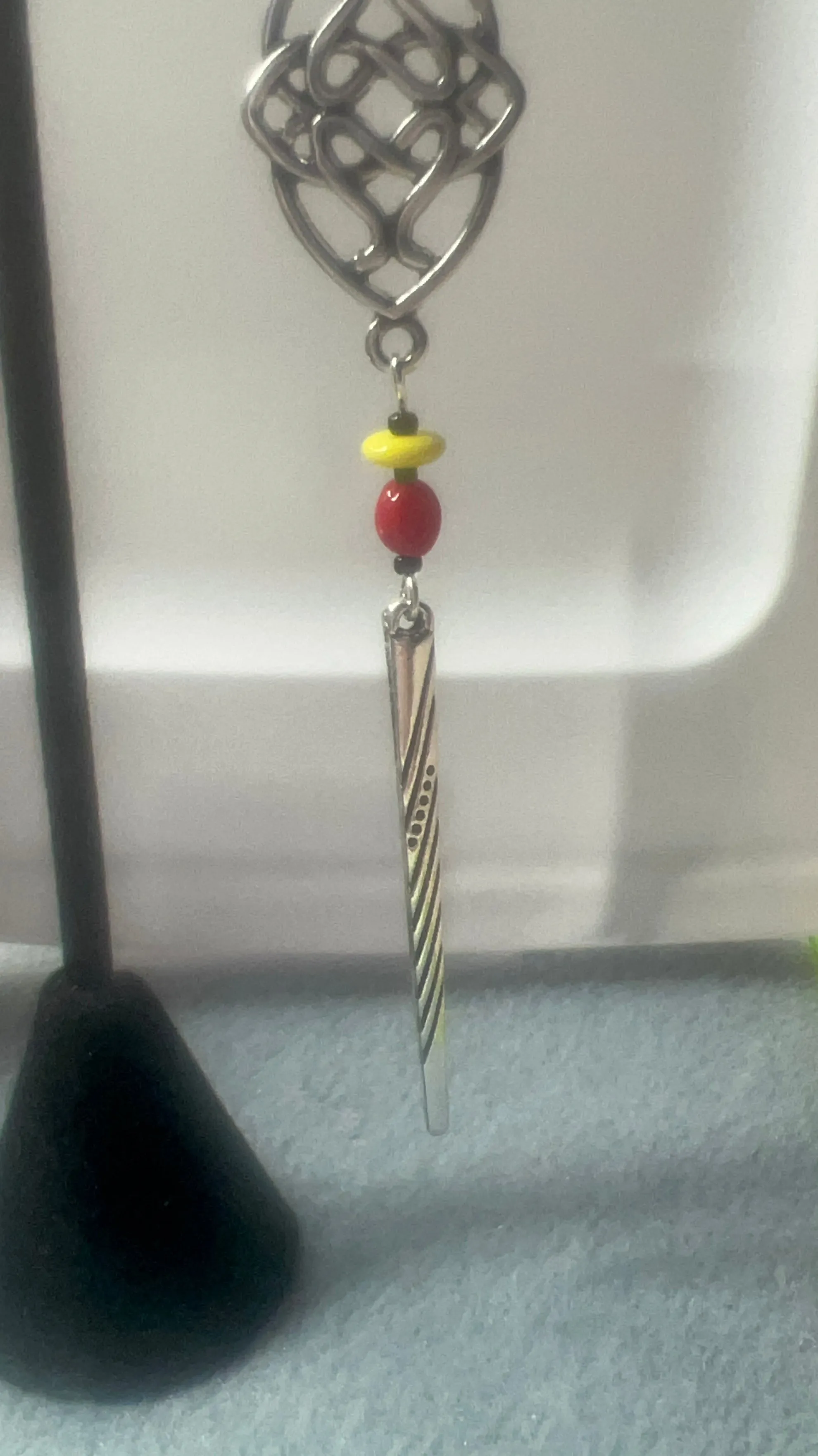 Juneteenth Celtic and Dagger Red, Black, Green & Yellow with silver Earrings