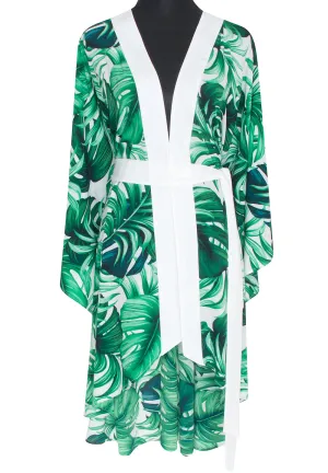 Jungle - Monstera White / Green Kimono (Off-White)