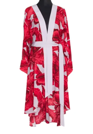 Jungle - Red / Grey Palm Kimono (Grey)