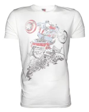 Junk Food Captain America Motorbike Men's T-Shirt