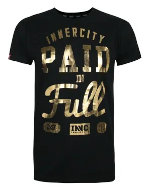 Junk Food Clothing Paid In Full Text Mens Black Short Sleeved T-Shirt