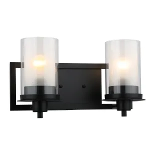 Juno Matte Black 2 Light Wall Sconce / Bathroom Fixture