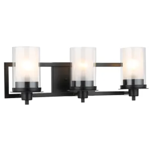 Juno Matte Black 3 Light Wall Sconce / Bathroom Fixture