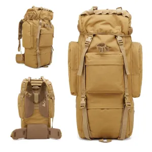 JUNSUNMAY J006 65L Large Capacity Waterproof Outdoor Travel Camping Hiking Backpack(Khaki)