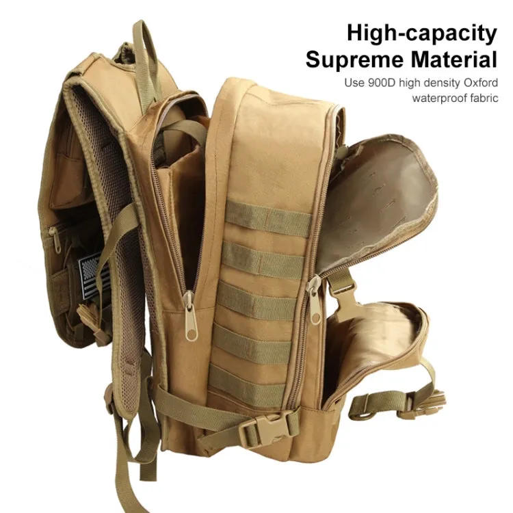 JUNSUNMAY J007 35L Waterproof Outdoor Molle Rucksack Hiking Backpack(Khaki)