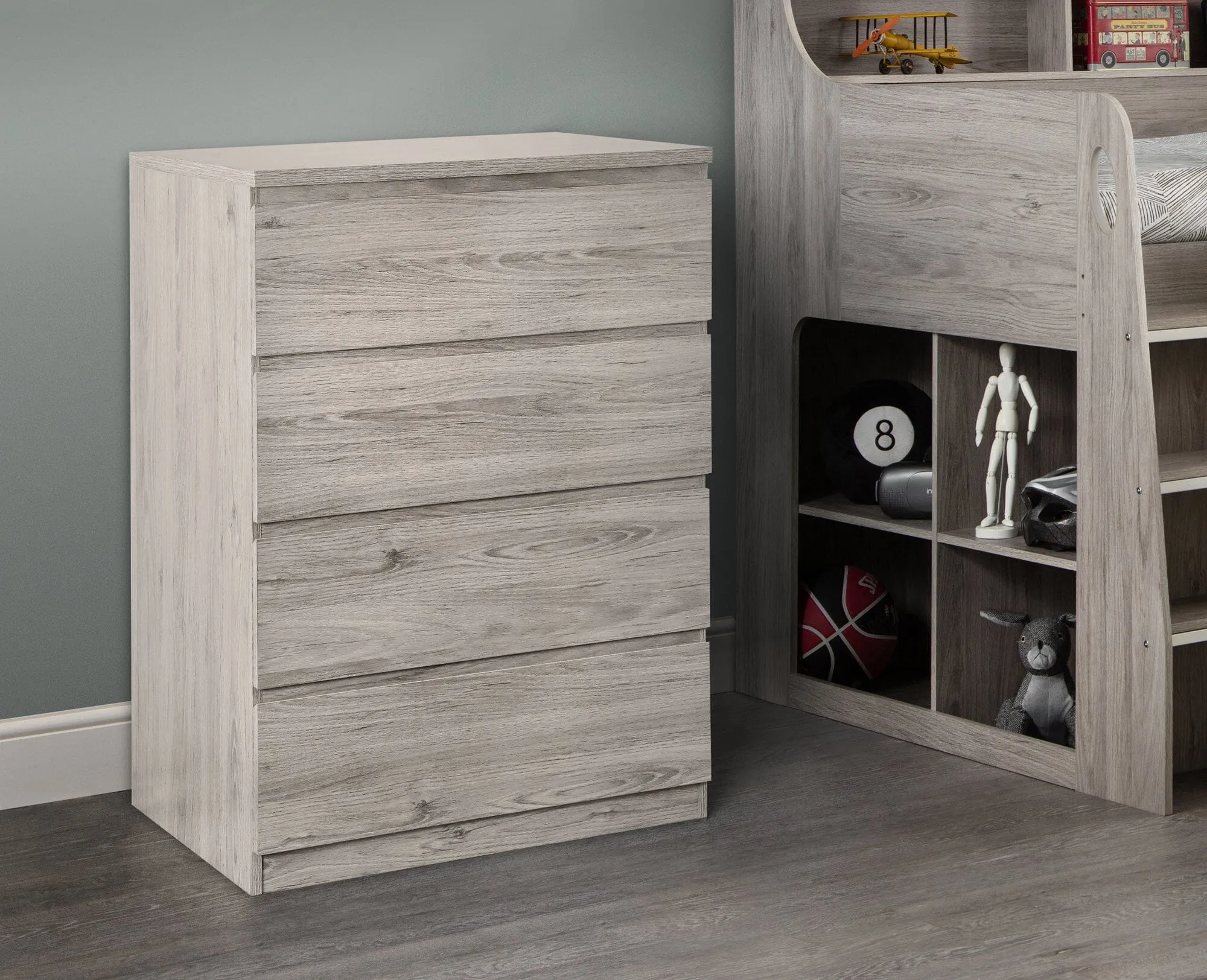 Jupiter 4 Drawer Chest - Grey Oak