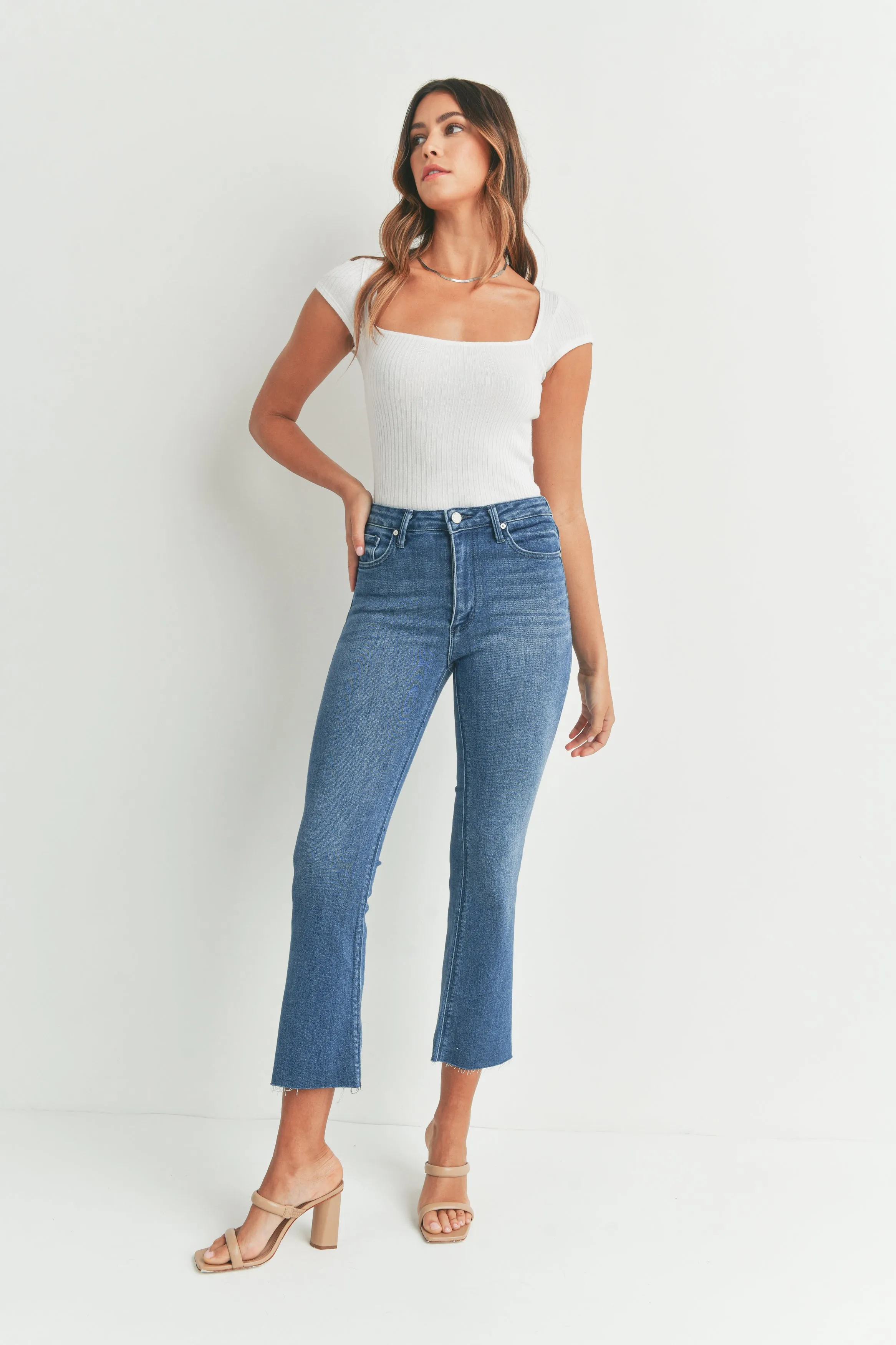 Just Black Denim Tonal Crop Flare Denim