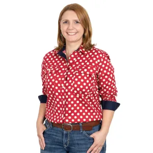 Just Country Abbey Full Button Ladies Shirt - Crimson Spots