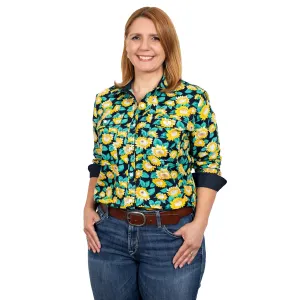 Just Country Women's Abbey Workshirt | Navy Sunflowers