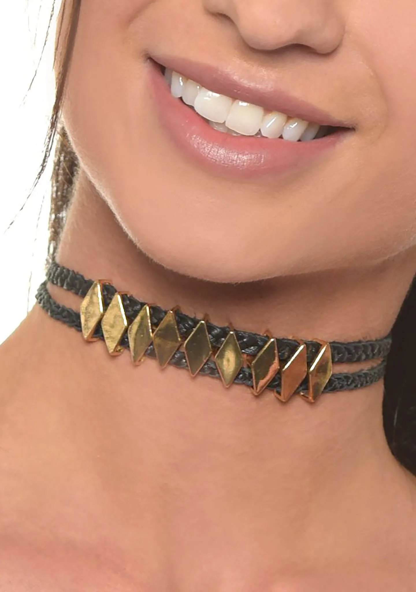 Just Rebellious Choker in Black/Gold