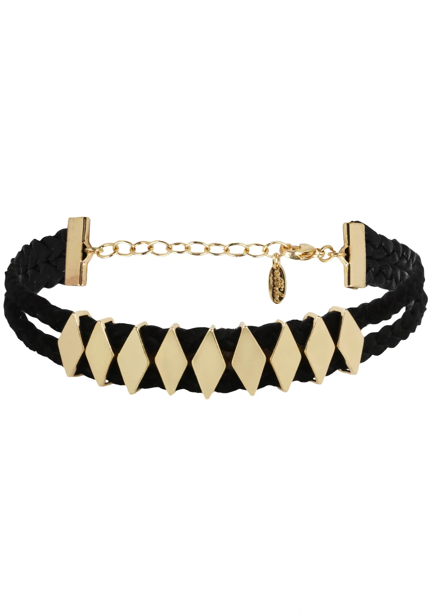 Just Rebellious Choker in Black/Gold