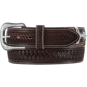 Justin Western Men's Leather Silver Belt