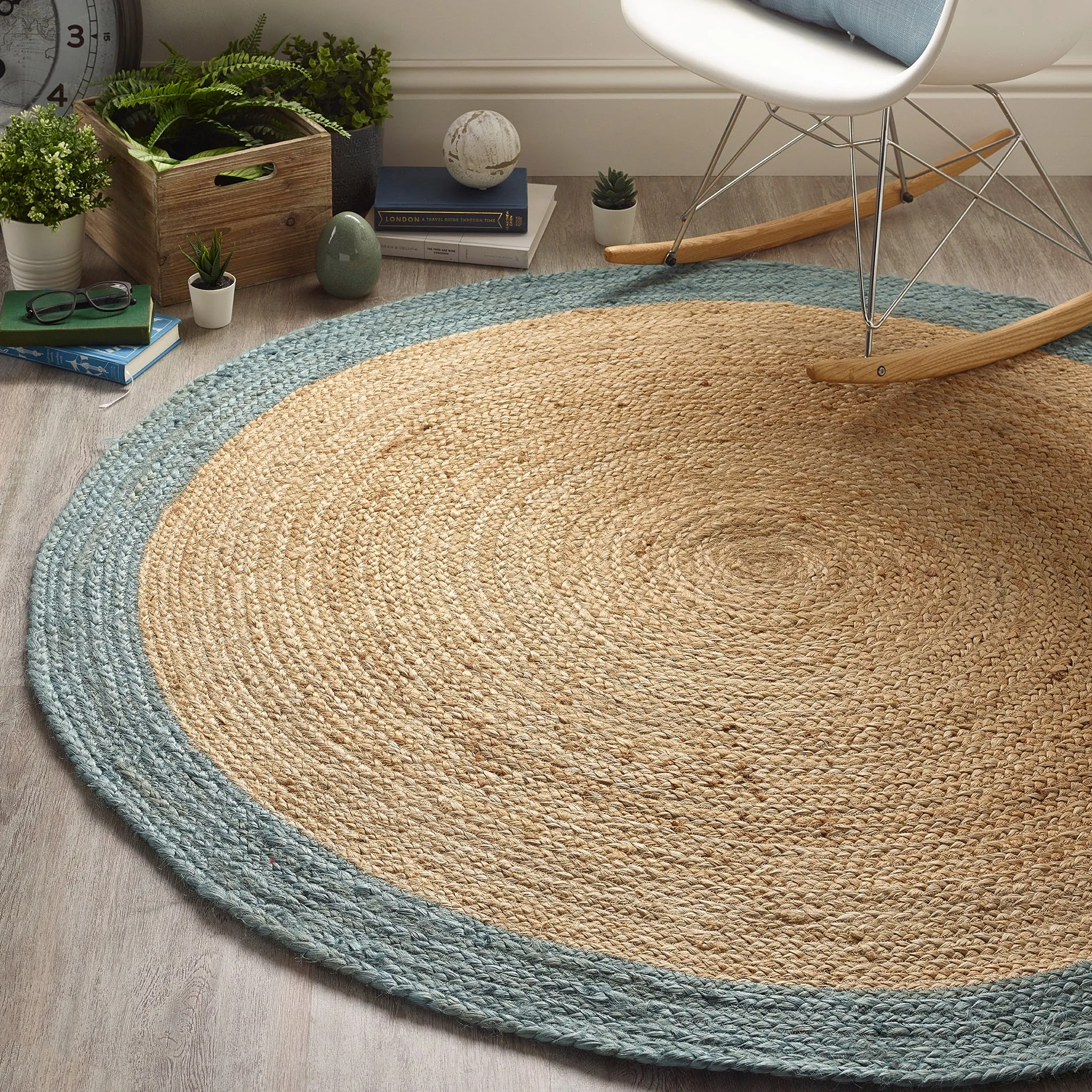 Jute Border Rug Duck Egg