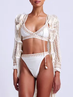 Jute Trim Bikini Bottom Ivory