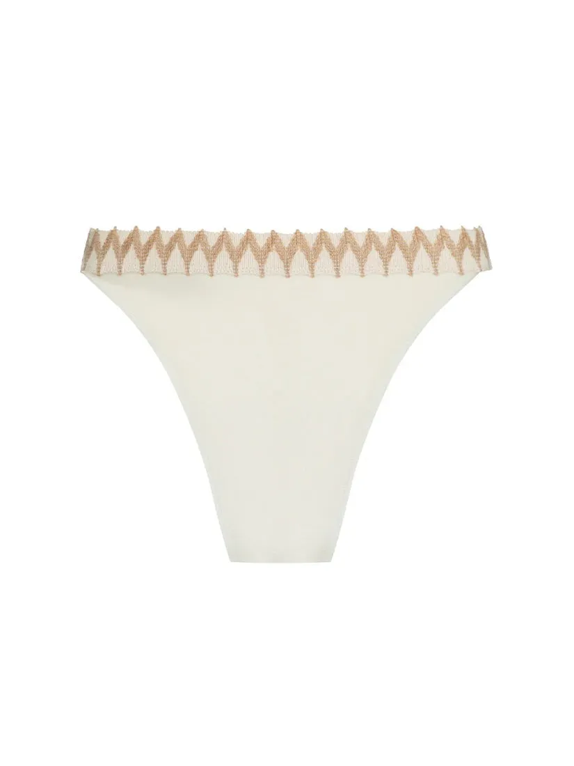 Jute Trim Bikini Bottom Ivory