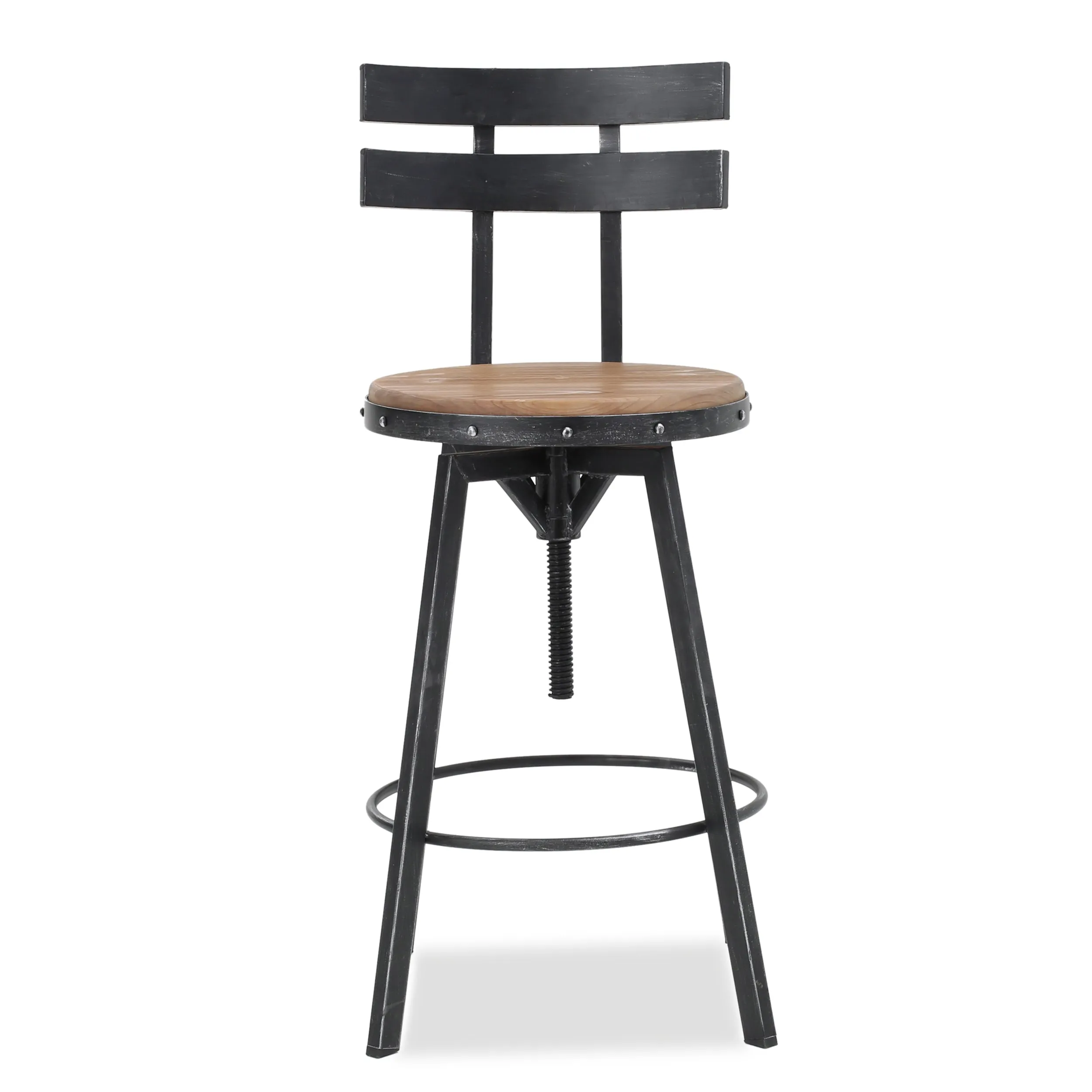 Jutte Black Brush Silver Firwood Smooth Back Adjustable Bar Stool