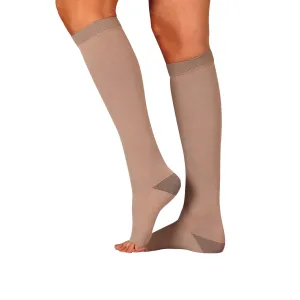 Juzo Soft Silver Compression Stockings, 30-40 mmHg, Microdot Silicone Band, Knee High, Open Toe