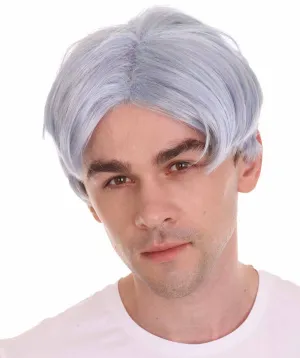 K-Pop | Men's Short Straight Middle Part Grey K Pop Cosplay Wig | Premium Breathable Capless Cap