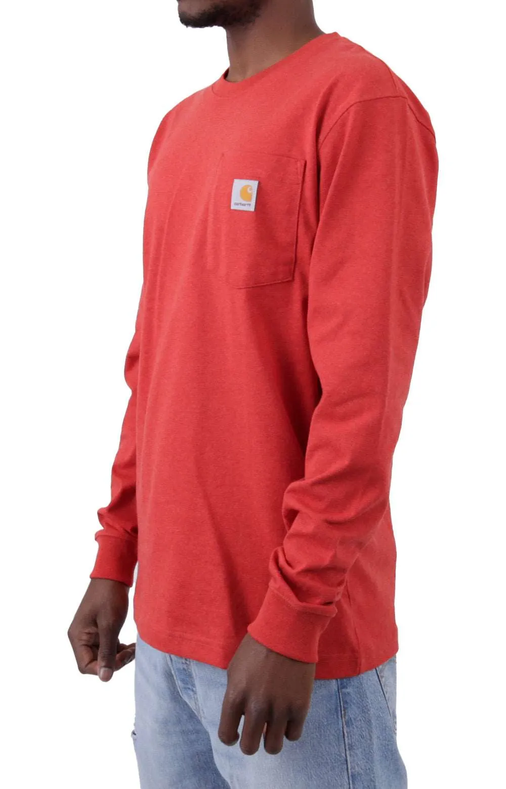 (K126) Long Sleeve Workwear Pocket Shirt - Chili Pepper Heather