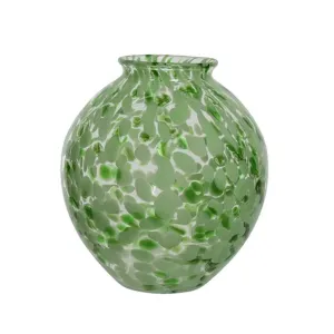 Kaemingk 25cm Green Pattern Glass Powder Vase