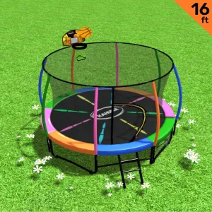 Kahuna 16ft Trampoline with Safety Net, Ladder & Basketball Set