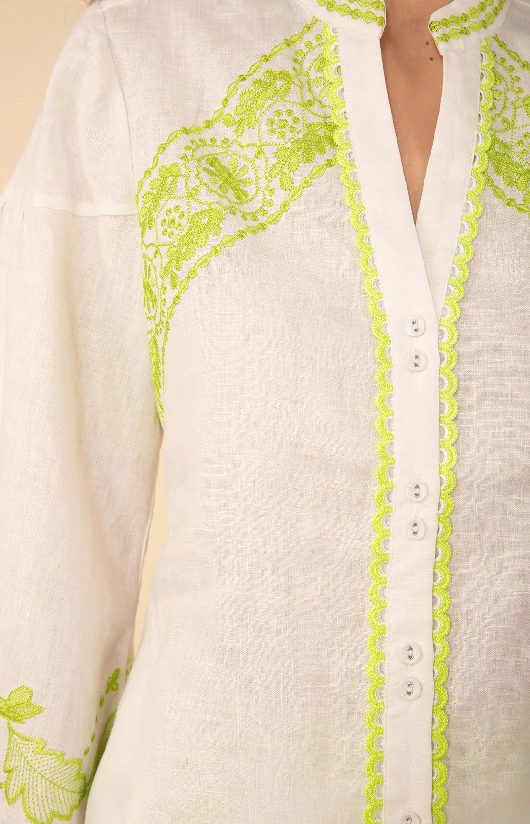 Kaia Embroidered Linen Top