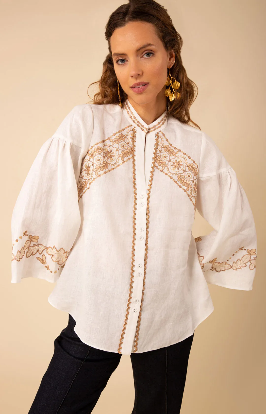 Kaia Embroidered Linen Top