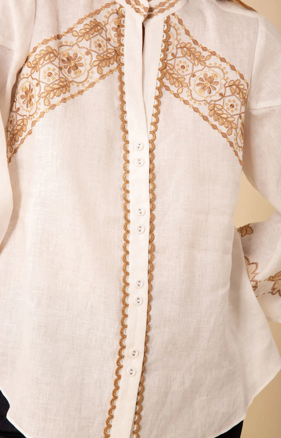 Kaia Embroidered Linen Top