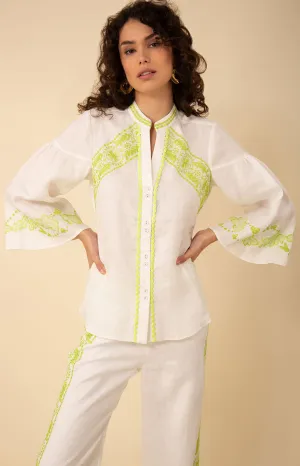 Kaia Embroidered Linen Top