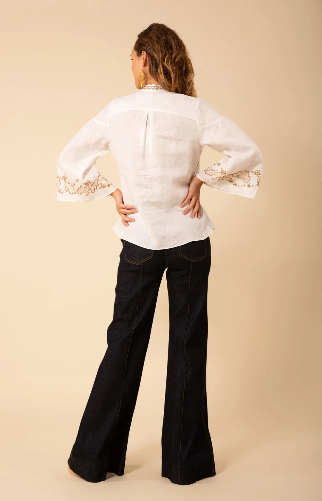 Kaia Embroidered Linen Top