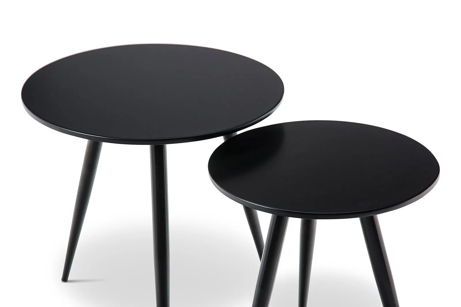 Kaia Round Wooden Nest Side Tables - Black