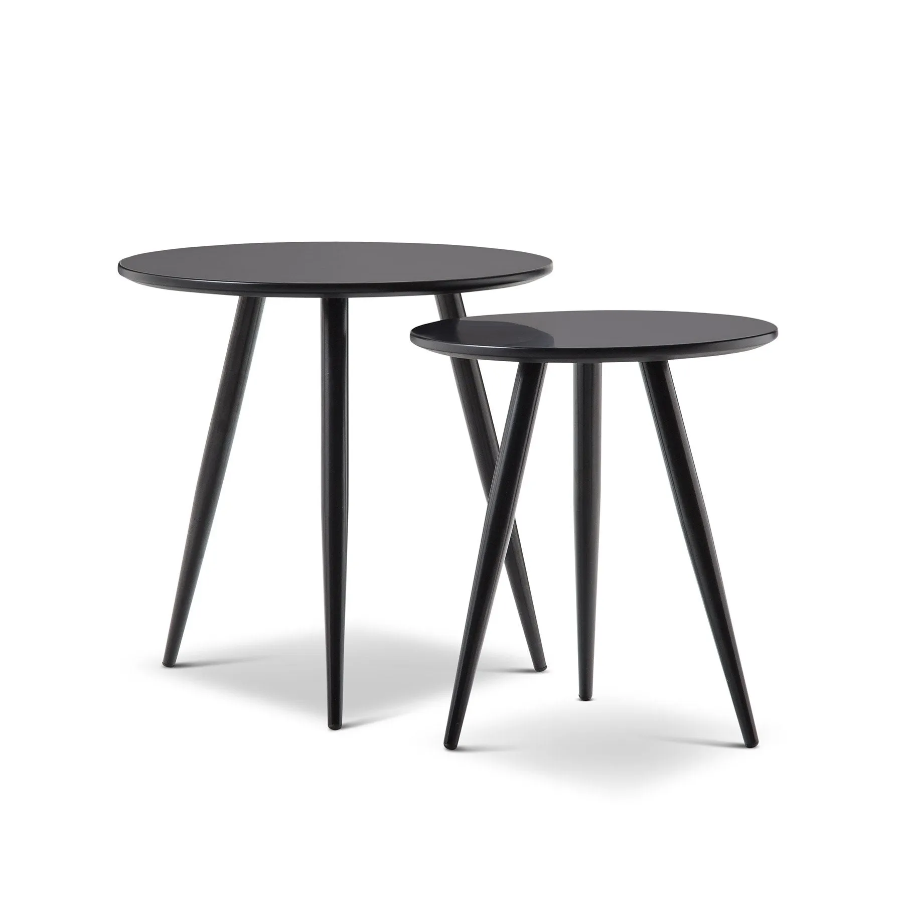 Kaia Round Wooden Nest Side Tables - Black