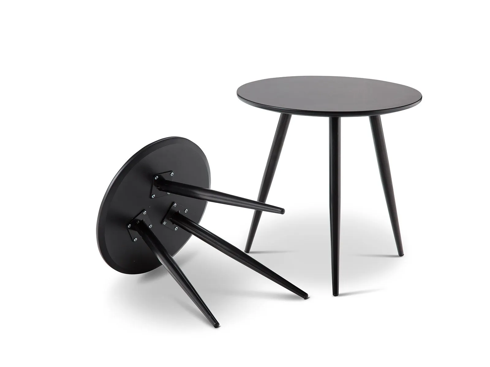 Kaia Round Wooden Nest Side Tables - Black