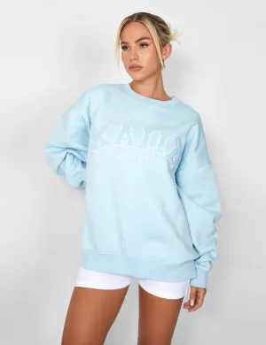 KAIIA SLOGAN OVERSIZED SWEATSHIRT LIGHT BLUE