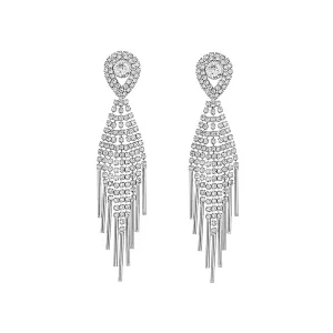 Kairangi Danglers Earrings for Women White Crystal Silver Plated Danglers Earrings for Women and Girls