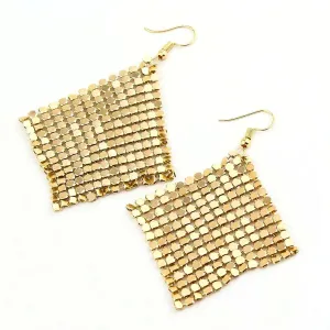 Kairangi Tassel Earrings for Women Metallic Mesh Grid Sequins Golden Tassel Long Drop Earrings Women and Girls.