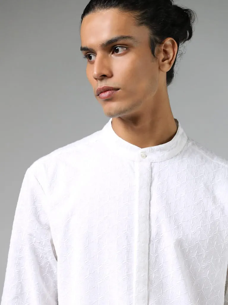 Kala by ETA Off White Embroidery Resort-Fit Kurta