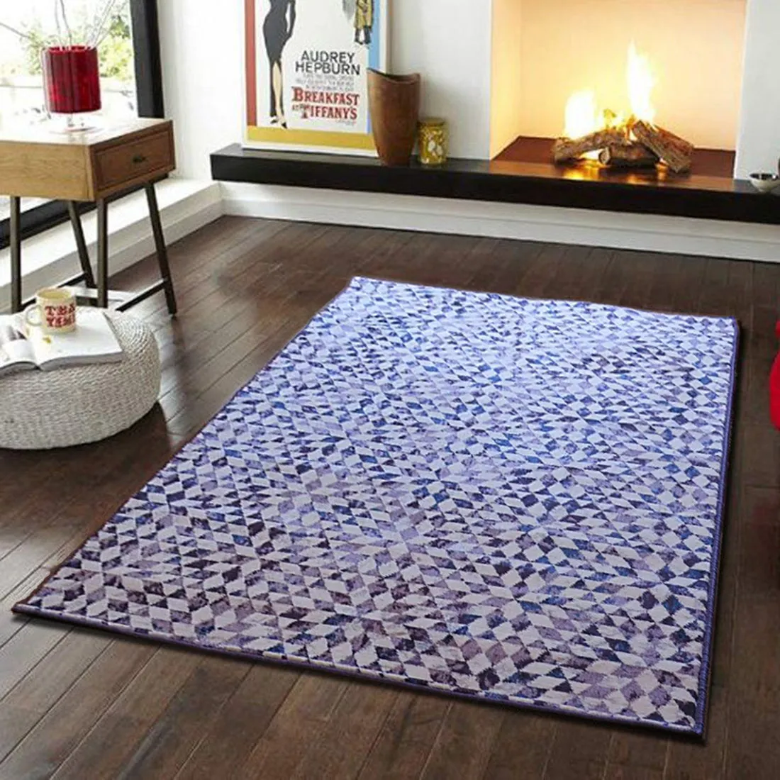 Kaleido Vintage Geometric Pattern Area Rug (Purple/Cream, 120x170cm) by ASPECT