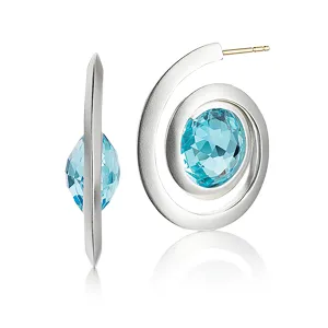 Kaleidoscope Blue Topaz and Sterling Silver Spiral Earring