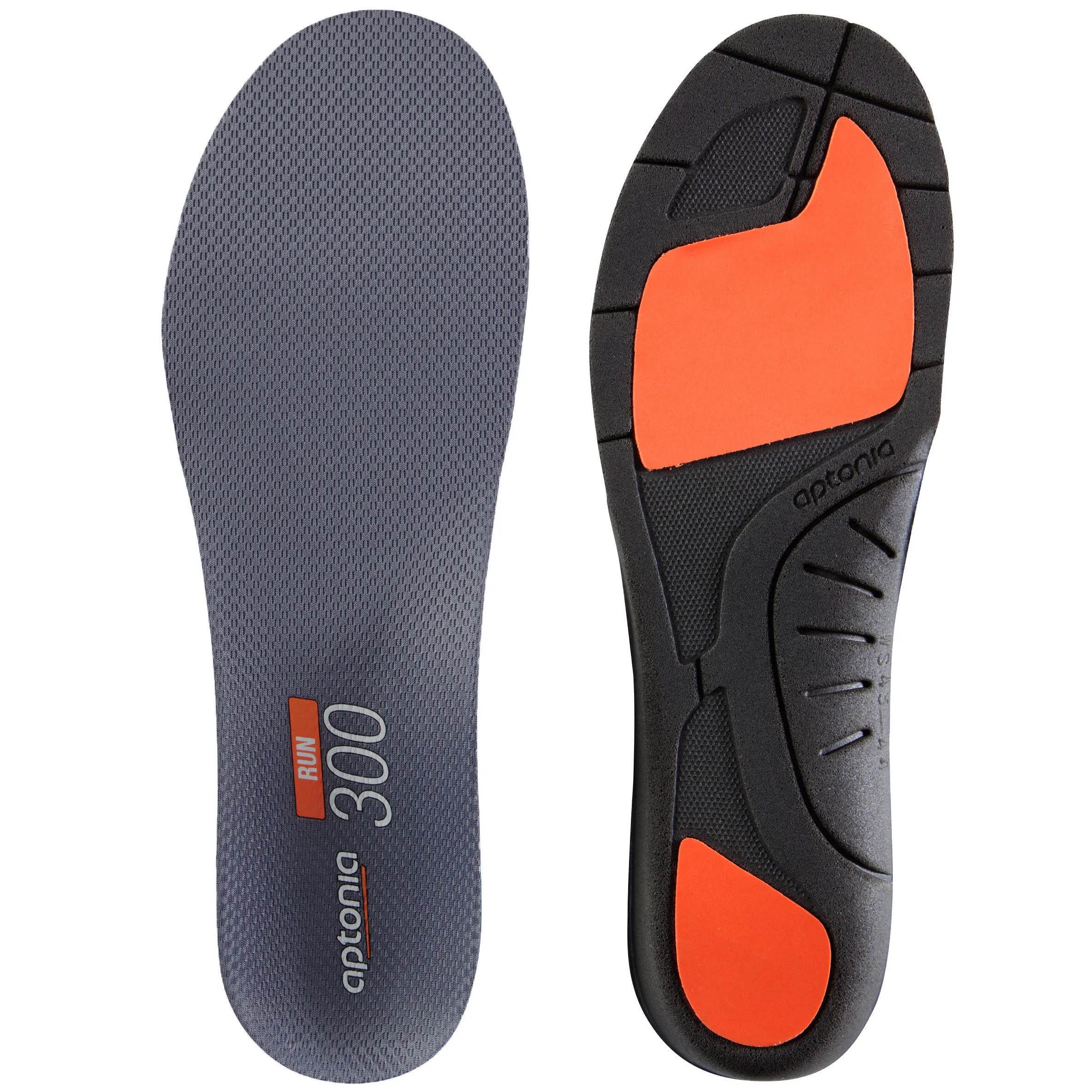 Kalenji Run 300 insoles, asphalt grey/black/orange