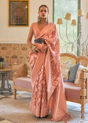 Kalki Koechlin Cantaloupe Peach Handloom Zari Silk Saree