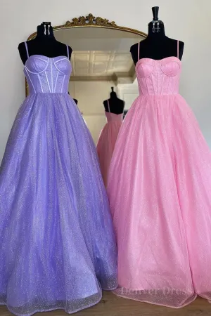 kamahe Shiny Purple Pink Long Prom Dresses, Purple Pink Long Formal Evening Dresses