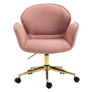 Kami Fabric Office Chair with Gold Legs - Blush