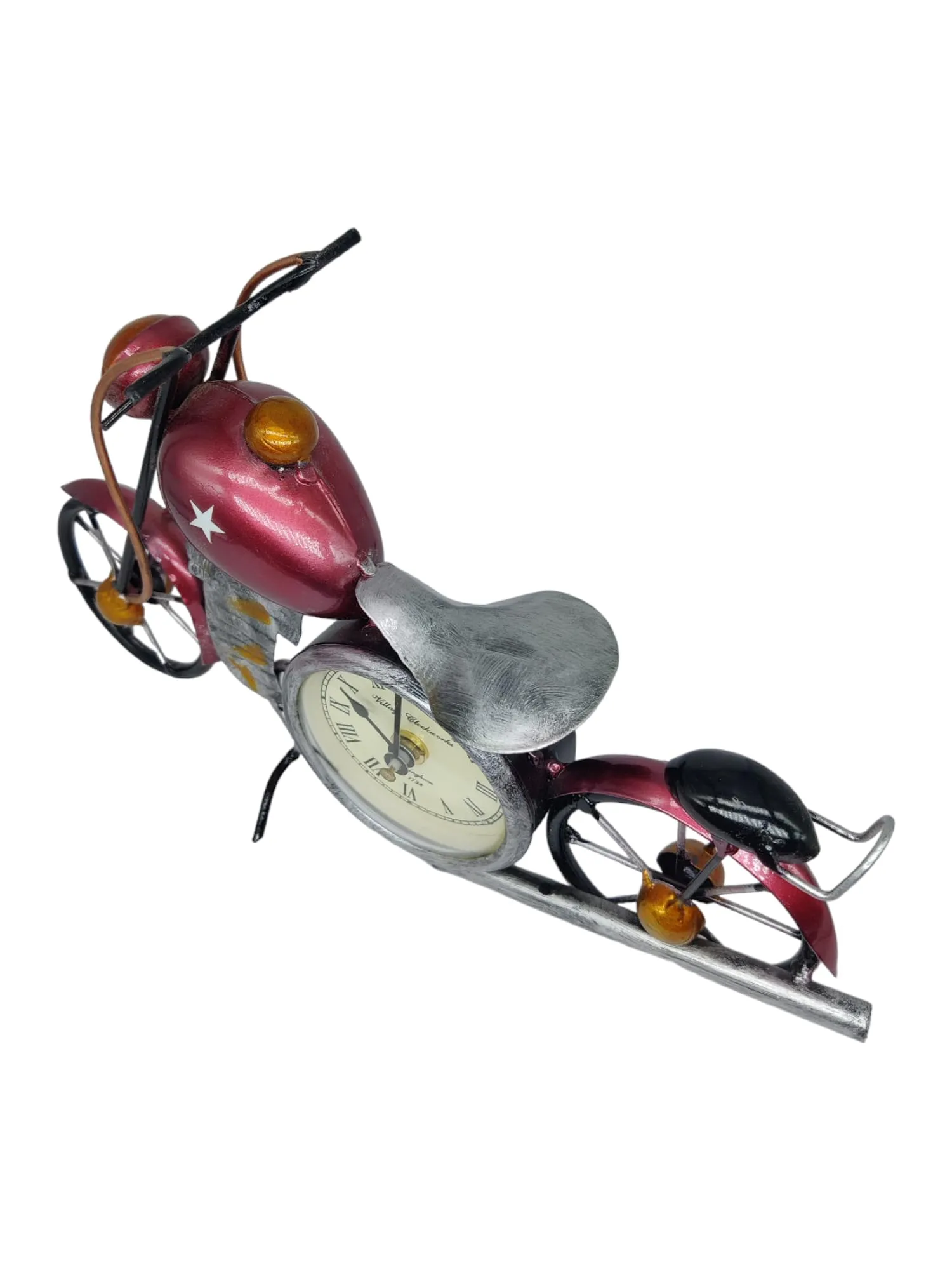 K&K Krafts & Kreations Handcrafted Metal Bike Clock (Red)