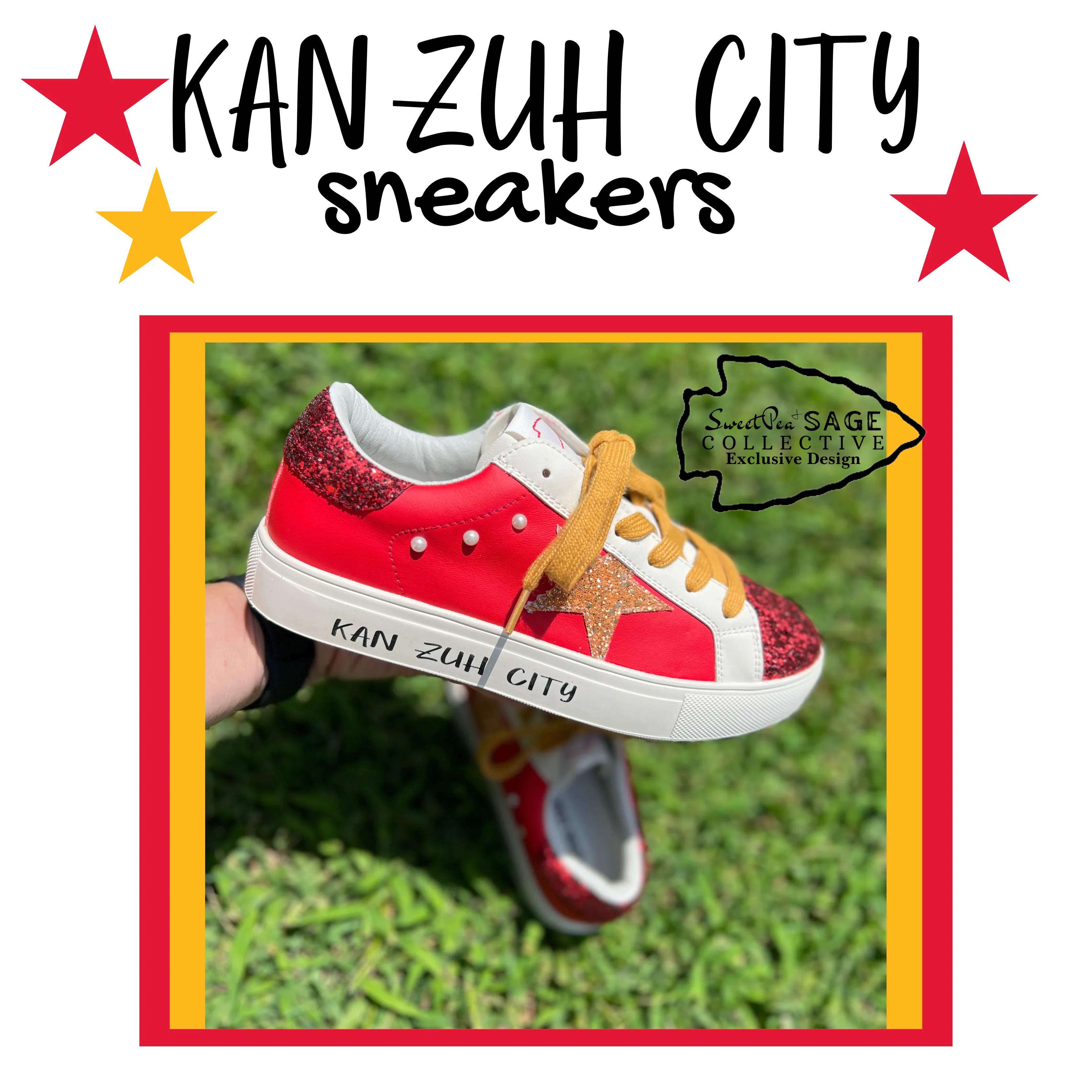 KAN ZUH CITY ‘Chiefs’ Custom Retro Game Day Sneaker Shoe