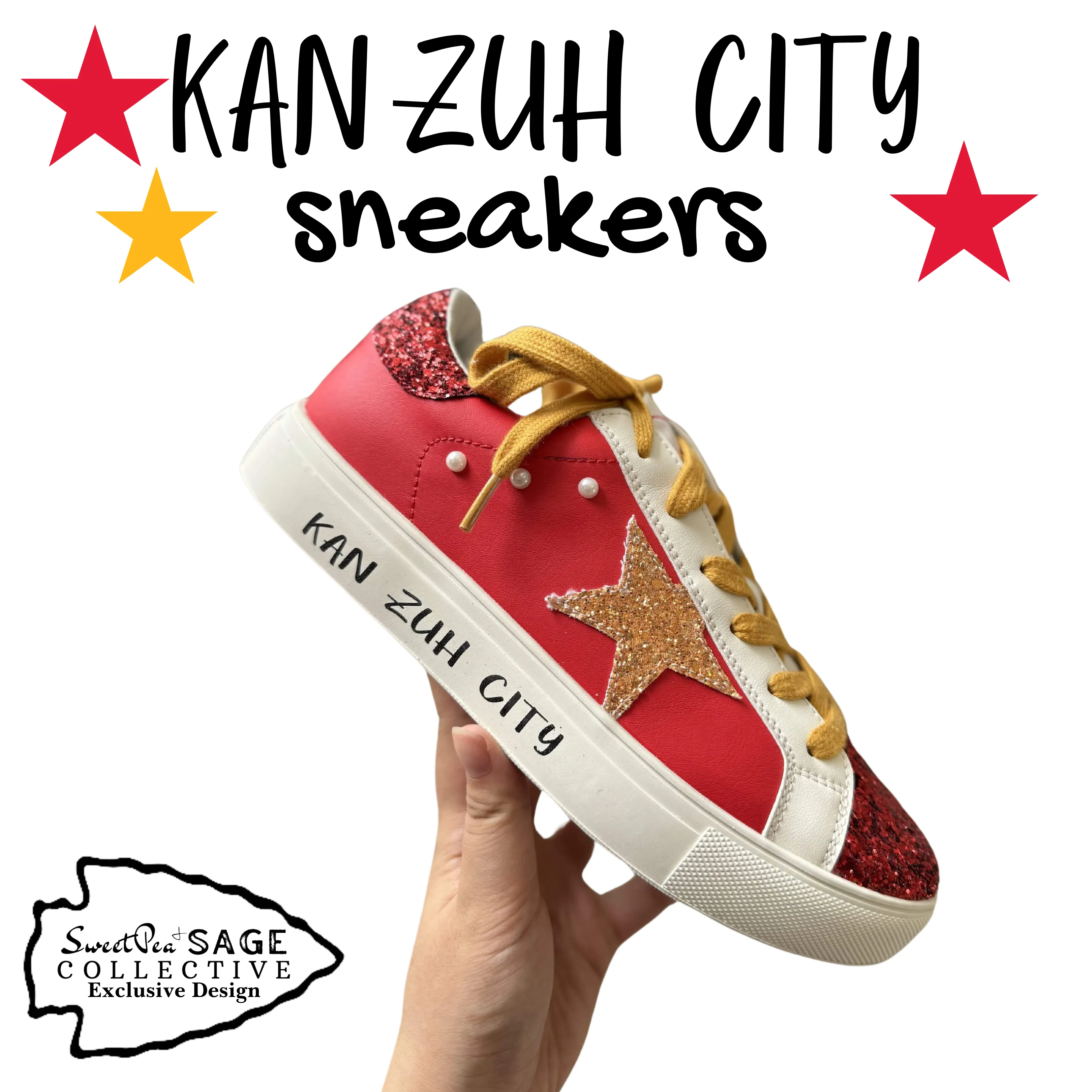 KAN ZUH CITY ‘Chiefs’ Custom Retro Game Day Sneaker Shoe