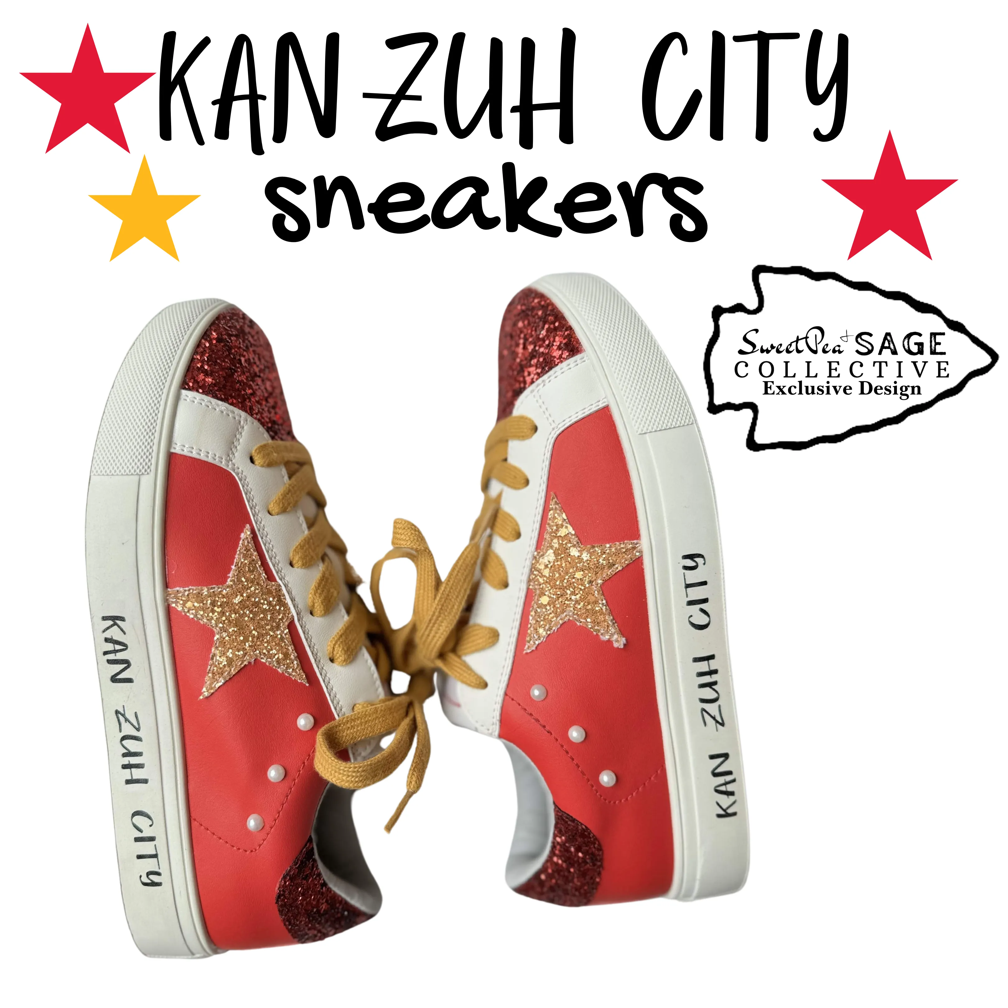 KAN ZUH CITY ‘Chiefs’ Custom Retro Game Day Sneaker Shoe